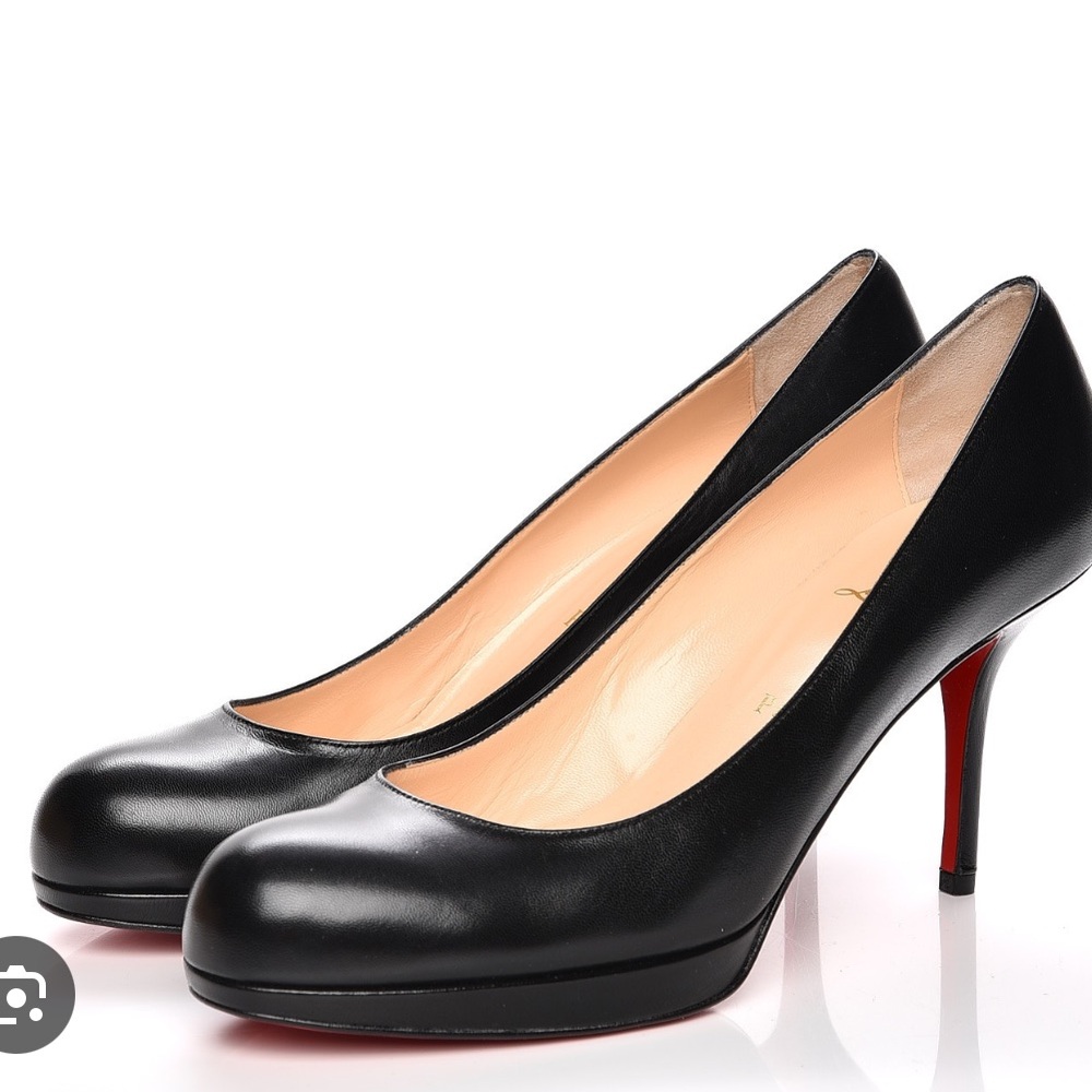 Christian Louboutin Black and Red Heels with Signature Red Sole